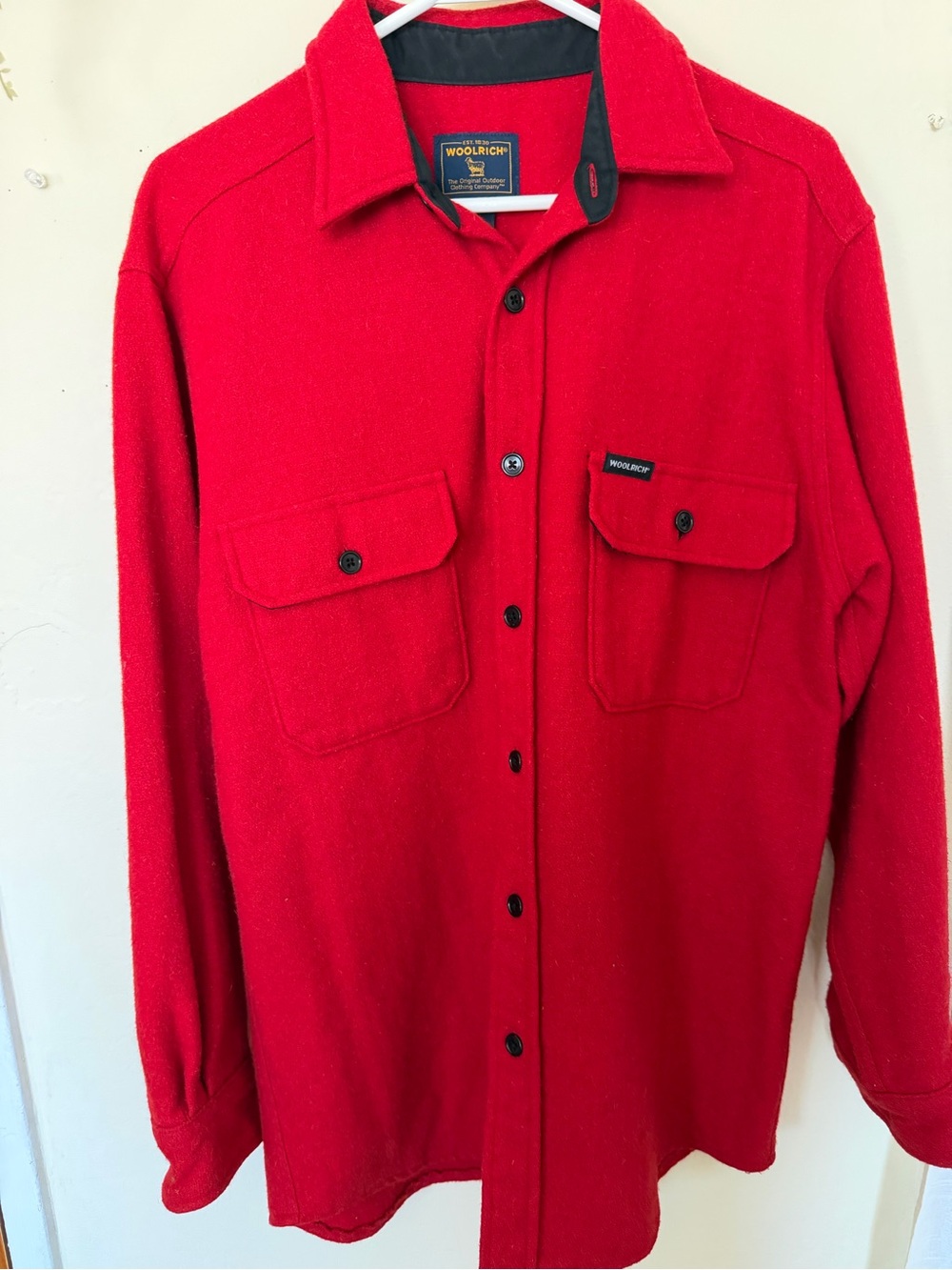 Vintage Woolrich Men's Red Wool Blend Button-Front Jacket